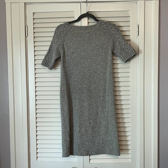 Banana Republic sweater dress short-sleeve grey small cable-knit wool cashmere - Picture 5 of 6